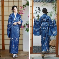 Vintage Japanese Geisha Kimono Yukata Haori Costume Retro Women Dress Obi Cosplay Gown Geisha Dress Retro Robe Japanese Kimono