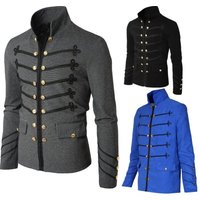 Steampunk Männer Gothic Kleidung Militär Jacken Mittelalter Vintage Jacke Stehkragen Rock Gehrock Herren Retro Punk Mantel