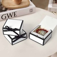 10/20Pcs Jewelry Paper Packaging Gift Box Earrings Necklace Bracelet Container Holder Flip Cover Candy Folding Gift Box With Bow