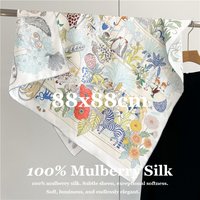 100% Mulberry Silk Square Scarf Soft Durable Ethnic Bohemian Hand Rolled Edges Head Scarf for Hair 88*88cm Shawl Wrap Bandana