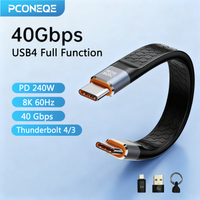 PCONEQE USB 4 Cable Portable Keychain C to C Cable 240W 40Gbps for Thunderbolt 3/4 iPhone 17 with iPhone USB-A OTG Converter