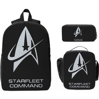 Star Treks Science Fiction TV Series Backpack Boys Girls BookBag School Bag Shoulder Bags 3ps Insulated Lunch Bag Pencil Case
