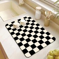 VIKAMA Checkered Pattern Absorbent Matโa Stain-Resistant Mat For Coffee Machines, Kitchen Sinks, And Bathroom Countertops