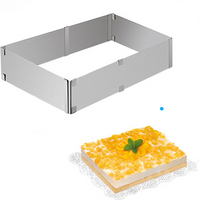 Moule à gâteau réglable en acier inoxydable, carré et rectangulaire, anneaux de cuisson pour Mousse, biscuits, Fondant, anneau 004
