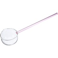 Creative Pink Glass Spoon with Angled Mouth Long Handle for Dessert Parfait Ice Cream Sundae Stirring Sauce Scoop Pudding Coffee