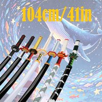 104cm Anime Slayer Katanas Zenitsu Tanjiro Cosplay Props 1:1 Anime Sword With Belt Holder Wooden Blade