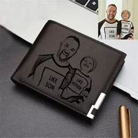 Men's Engraved Bifold Wallet - Custom Photo & Text Premium Leather - Father's Day Gift for Dad from Daughter, Personalized Gifts