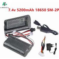 7.4V 18650 SM-2P 5200mAh Li-ion Battery for WPL MN99S D90 U12A S033g Q1 H101 Rc Boats Cars 7.4 v Battery or Charger