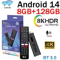 TV98 ATV Stick 8K 4K HD Obsługa Wideo BT5.0 Dual WiFi6 4G 5G Pilot Głosowy Allwinner H313 Quad Core Smart TV Stick 8GB 128GB dla