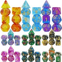Board Game Dice - 7pcs Mixing Color with Glitter Effect Polyhedral Dice for DND RPG COC