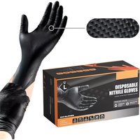 Gants industriels en Nitrile noir, 8mil, jetables, robustes, avec texture diamant, sans Latex, pour tatouage mécanique, Auto