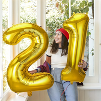 2pcs 40 inch Number Figure Foil Balloon16 18 20 21 25 30 35 40 Years Adult Old Birthday Party Anniversary Decoration Air Balloon