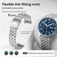 Compatible with IWC Pilot 377714 Mark XX Mark XVIII 20/21mm Stainless Steel Bracelet Curved End Solid Watch Band Replacement