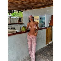 3Pcs Pink Triangle Bikini With Lace Beach Pants Sexy Swimsuit Women Swimwear Push Up Biquini Female Mirco Bathingsuit Bodysuit