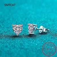 D VVS1 Heart Moissanite Earrings for Women Lab Grow Diamond Solid 925 Silver Plated 18k Gold Stud Earring Oorbellen
