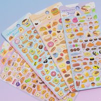 Cute 3D Puffy Cartoon Food Stickers for Kids, Multi-Purpose Educational DIY Reward Decor Stickers for School Daily Use