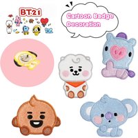 New BT21 koya RJ Shooky Mang Chimmy Tata Cooky Cartoon Cute Embroidered Badge Clothes Brooch Bag High Color Value Decoration