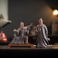 Chinese Zen style purple clay crafts, Tai Chi, Zhang Sanfeng, legendary figures, ornaments, home furnishings, living decorations