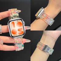 Rainbow Clear Resin Band For Huawei Watch Fit 3 Strap Bracelet Lightweight Wristband For Huawei Watch Fit 4 4Pro/Fit 5 5Pro Belt