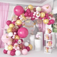Guirlande de ballons papillon rose en arc, Kit de décoration de fête d'anniversaire pour enfants, réception-cadeau pour bébé fille, ballons en Latex doré, fournitures de fête de mariage