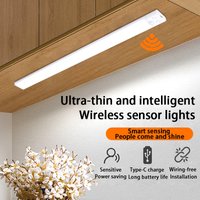 LED Ultra Thin Under Cabinet Lights Motion Sensor night light Wireless Rechargeable 3 Color Lamp Kitchen Closet Cabinet Lighting