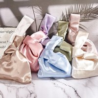 Women Wrist Bag Mini Knot Bag Vintage Silky Japanese Style Tote Bag Girl Key Phone Pouch Student Reusable Folding Shopping Bags
