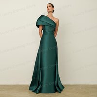 Simple Green Evening Dresses Woman's Mermaid Sexy One Shoulder Sleeveless Formal Prom Gowns Party Vestidos De Novia Customized