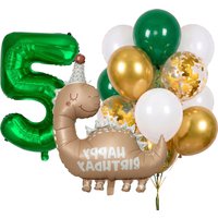 14pcs Dinosaur Aluminum Foil Number Balloon Set Happy Birthday Party Decor Background Photo Prop Retro Matte Balloons