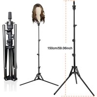 150 cm Mannequin Head Stand, Upgrade Foldable Wig Stand Tripod for Cosmetology Hairdressing Training, Adjustable Wig Head Stand