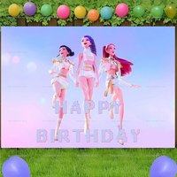 Happy Birthday Party Banner KPop Demon Hunters Suitable Birthday Parties For Boys And Girls Room Celebration Decoration.
