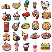 Cute Food Coffee Pizza Shoe Charms for Crocs Accessories Pin Shoe Wristband Bracelet Decoration Festive and Party Gifts