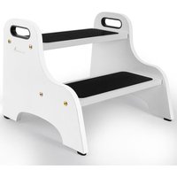 Wood 2 Step Stool for Children with NonSlip Step Surface, Portable Handles, NonSlip Foot Pads and 150kg Capacity, MultiPurpose