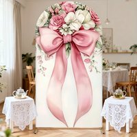 VIKAMA Pink Flowered Bowknot Arched Background Fabric - Decorative Background For Girls' Birthdays And Weddings