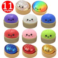 Dumpling Squishy Realistic Giant Squeeze Toy With Bamboo Steamer Soft Dough Ball Decompression Fidget Toy Funny Creative Gift