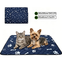 Waterproof Pet Mat Dog Cat Bed Pad Reusable Washable Puppy Training Pad with Paw Print Bone Pattern for Small Medium Pets Indoor