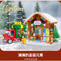 2025 Christmas Gifts Gingerbread House Elk Carriage Small Train Christmas Building Blocks Bricks Model Toys For Boys Kids Girls