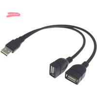 Y-1Pc Black 1 To 2 Female To USB Male Power Extension Cord USB 2.0 Cable Double Splitter Adapter Cable