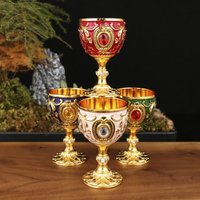 New Embossed Wine Cup European Style Metal Wine Glasses Anti-break Diamond-encrusted White Wine Cup