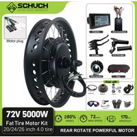 AliExpress schuck Electric Bike 72V 5000W Conversion Kit 4.0Tire Rear Brushless Non-gear Hub Motor Wheel for Fat tire Bike Motor kit 20/24/26inch