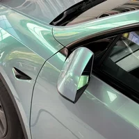 Magic Pearl Gray&Green Car Sticker Wrap Vinyl Film Color Change PET Bubble Free Film PVC Decal Car Accessories Interior Exterior