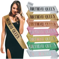 Birthday Queen Sash for Girl Women 20th 30th 40th 50th 60th Happy Birthday Party Decoration Supplies Glitter Satin Birthday Sash