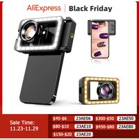 APEXEL New Upgrated 4k HD 100mm macro lens With LED Fill Light Universal Clamp Micro Lenses for iPhone Samsung all smartphones