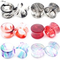 Alisouy 2PCS Transparent Smog Acrylic Hollow Double Flared Ear Tunnels Plugs Expander Stretcher Gauges Piercing Body Jewelry