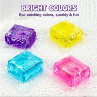 Transparent Glitter Cube Squishy Toy Stress Relief Fidget Squeeze Sensory Toy