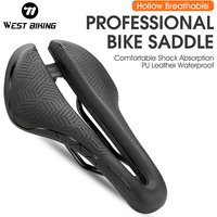 WEST BIKING Hollow Bicycle Saddle PU Waterproof Aerodynamic Bike Cushion Shock Absorption Cycling Seat MTB Road Bike Accessories