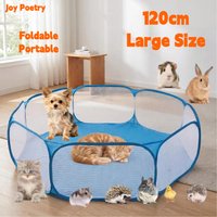 120cm Hexagon Small Pet Cage Portable Foldable Cat Dog Hamster Rabbit Guinea Pig Pet Playpen Open Fence Mesh Yard Garden Indoor
