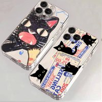 Doodle Angry Cat Case for iPhone 17 16 Pro Max 11 12 13 14 15 Pro Max Air 7 8 Plus 13 Mini XS XR SE 2022 16E Cover Clear Fundas