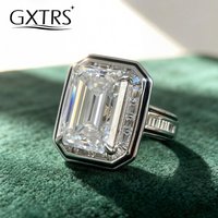 GXTRS Luxury 10CT Emerald Cut Moissanite Rings For Women Men 925 Sterling Silver Lab Diamond Wedding Band Fine Jewelry Certified