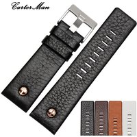 Pour Bracelet de montre Diesel en cuir ceinture de montre DZ7314 DZ7256 bracelets de montre 24MM 26MM 28MM 30MM avec Rivets Bracelet à motif Lichee