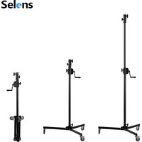 Selens Foldable Base Rolling Crank Light Stand, Aluminum Alloy Tripod with Wheels, 5KG Load, Height Adjustable 137-216cm